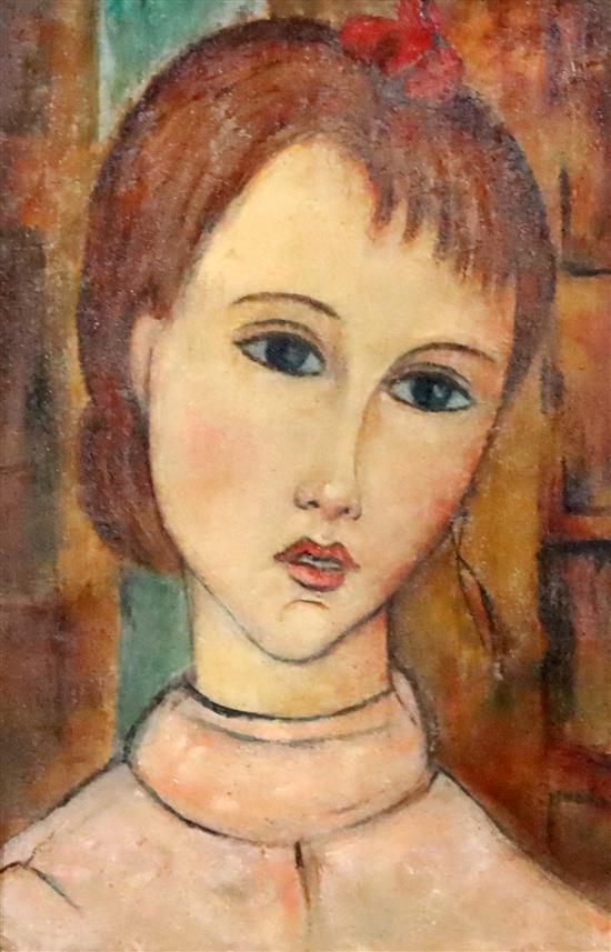 Follower of Amadeo Modigliani (1884-1920) Tête de Fillette 1916 9.25 x 6.25in.